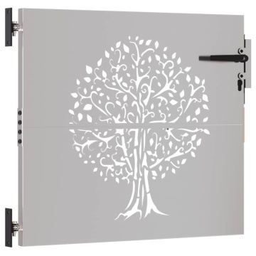 Poartă pentru grădină, 85x100 cm, oțel corten, model copac - Img 3