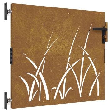 Poartă pentru grădină, 85x75 cm, oțel corten, model iarbă - Img 2