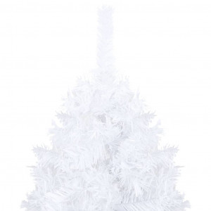 Pom de Crăciun artificial cu LED-uri/globuri, alb, 120 cm PVC - Img 2