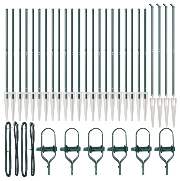 Posturi de gard cu vârf 26 buc Ø32 mm 140 cm Oțel galvanizat - Img 2