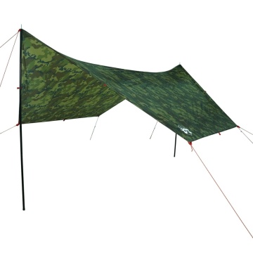 Prelată de camping, camuflaj, 462x306x211 cm, impermeabilă - Img 2