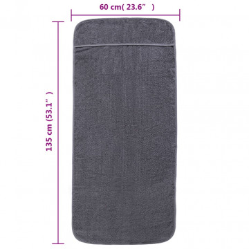 Prosoape de plajă, 2 buc., antracit, 60x135 cm, textil 400 GSM - Img 7