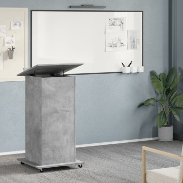 Pupitru cu roți și sertar beton gri 55x55x107 cm lemn prelucrat - Img 3