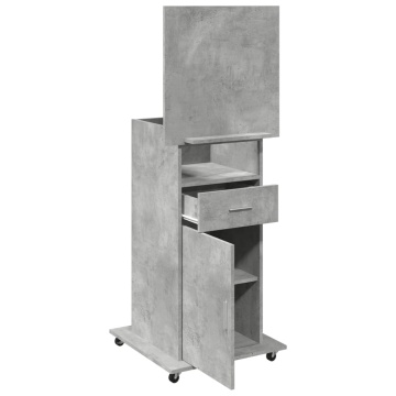 Pupitru cu roți și sertar beton gri 55x55x107 cm lemn prelucrat - Img 7