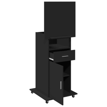 Pupitru cu roți și sertar negru 55x55x107 cm lemn prelucrat - Img 6