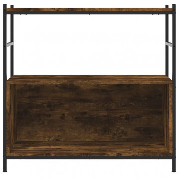 Raft de cărți stejar afumat 80x30x78,5cm lemn prelucrat și fier - Img 4