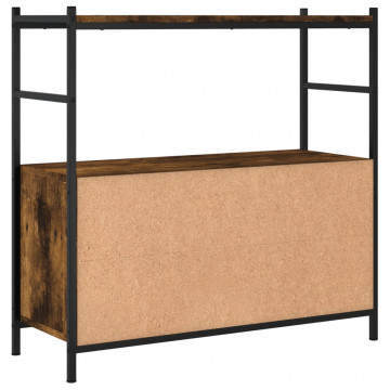 Raft de cărți stejar afumat 80x30x78,5cm lemn prelucrat și fier - Img 5