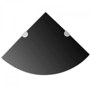 Raft de colț cu suporți de crom din sticlă negru 35 x 35 cm - Img 1