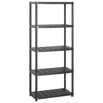 Raft de depozitare cu 5 polițe, negru, 284x38x170 cm, plastic - Img 2