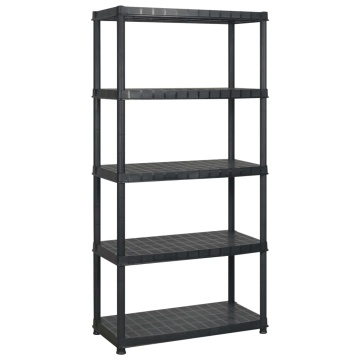 Raft de depozitare cu 5 polițe, negru, 366x45,7x185 cm, plastic - Img 2