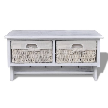 Raft de perete, alb, 60 x 23,5 x 33 cm, lemn de paulownia - Img 2