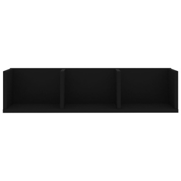 Raft de perete CD-uri, negru, 75 x 18 x 18 cm, lemn prelucrat - Img 4
