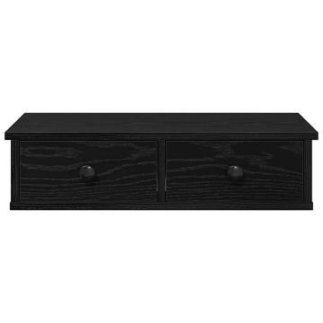 Raft de perete cu sertare negru 60x25x15 cm lemn prelucrat - Img 4