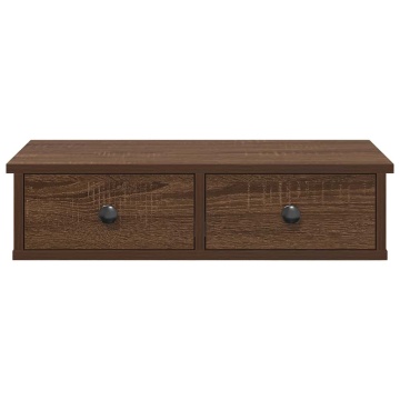 Raft de perete cu sertare Stejar maro 60x25x15cm lemn prelucrat - Img 4