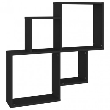 Raft de perete cub, negru, 80x15x78,5 cm, PAL - Img 2