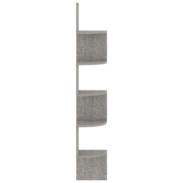 Raft de perete de colț, gri beton, 19x19x123 cm, lemn prelucrat - Img 4