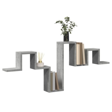 Raft de perete, gri beton, 104,5x10x43 cm , lemn prelucrat - Img 4
