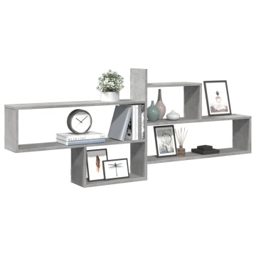 Raft de perete, gri beton, 167,5x18x68 cm, lemn prelucrat - Img 3