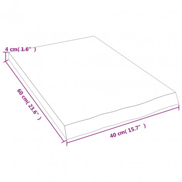 Raft de perete gri închis 40x60x4 cm lemn masiv stejar tratat - Img 5
