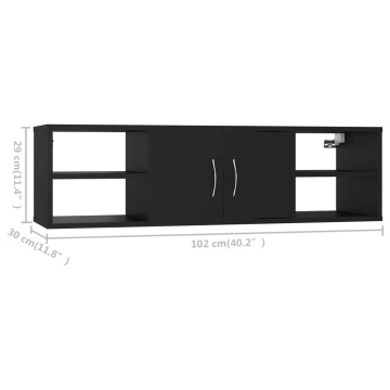 Raft de perete, negru, 102x30x29 cm, PAL - Img 7