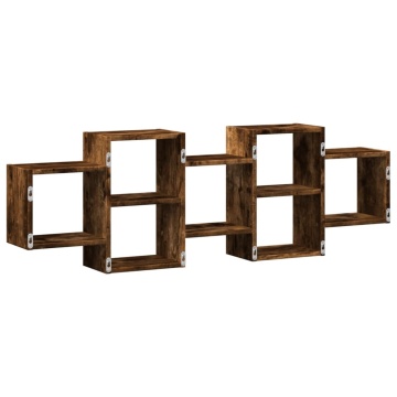 Raft de perete, stejar fumuriu, 129x18x42 cm, lemn prelucrat - Img 5