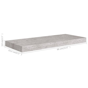 Raft de perete suspendat, gri beton, 60x23,5x3,8 cm, MDF - Img 6