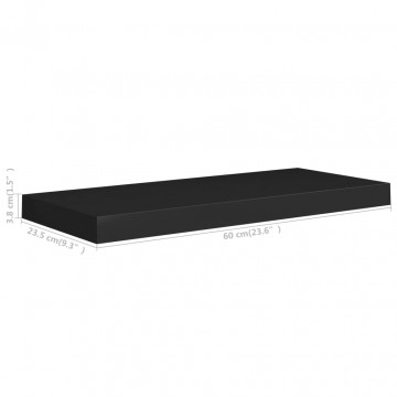 Raft de perete suspendat, negru, 60x23,5x3,8 cm, MDF - Img 6