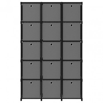 Raft expunere 15 cuburi, cutii, negru, 103x30x175,5 cm, textil - Img 2