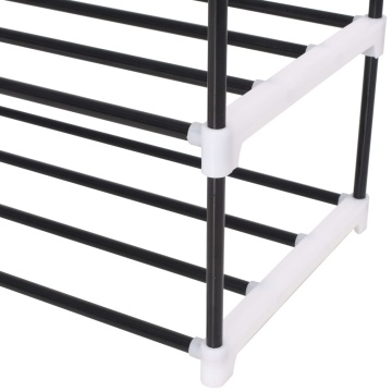 Raft încălțăminte cu 7 etajere din metal și plastic, negru - Img 7