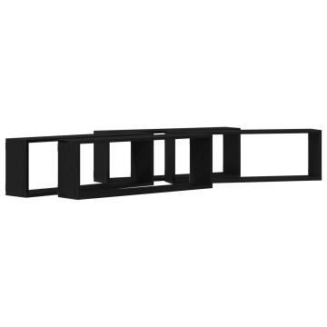 Raft montat pe perete Set de 4 Stejar negru Lemn prelucrat - Img 2