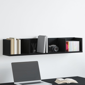 Raft pentru CD-uri Stejar Negru 100x18x18 cm Lemn prelucrat - Img 1