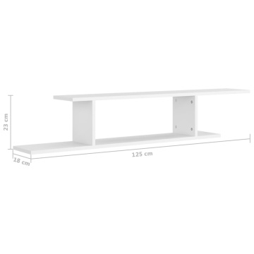 Raft TV cu montaj pe perete, alb, 125x18x23 cm, lemn prelucrat - Img 6