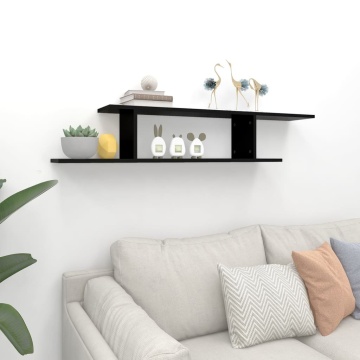 Raft TV cu montaj pe perete, negru, 125x18x23 cm, PAL - Img 3