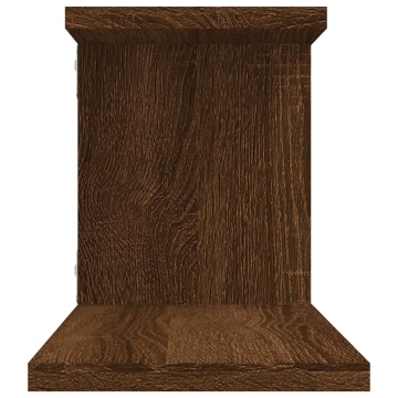 Raft TV montat pe perete stejar maro 125x18x23 cm lemn - Img 5
