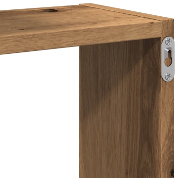 Rafturi cub perete stejar artizanal 68x15x68 cm, lemn prelucrat - Img 7