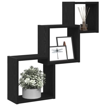 Rafturi cub perete, stejar negru, 68x15x68 cm, lemn prelucrat - Img 4