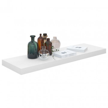 Rafturi de perete, 2 buc., alb extralucios, 80x23,5x3,8 cm, MDF - Img 3