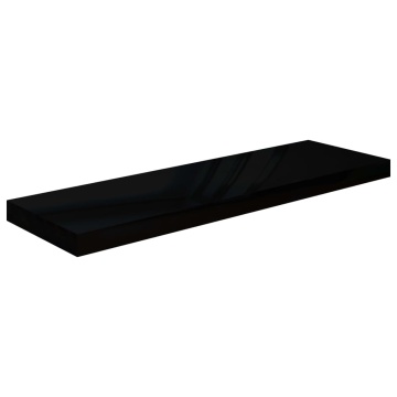 Rafturi de perete 2 buc., negru extralucios, 80x23,5x3,8 cm MDF - Img 3