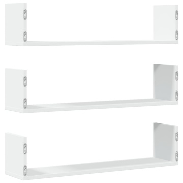Rafturi de perete, 3 buc., alb, 80x18x18 cm, lemn prelucrat - Img 5
