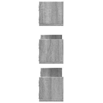 Rafturi de perete 3 buc. gri sonoma 58x18x18 cm lemn prelucrat - Img 8
