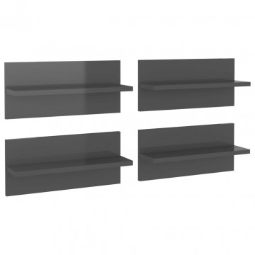 Rafturi de perete, 4 buc., gri extralucios, 40x11,5x18 cm, PAL - Img 2