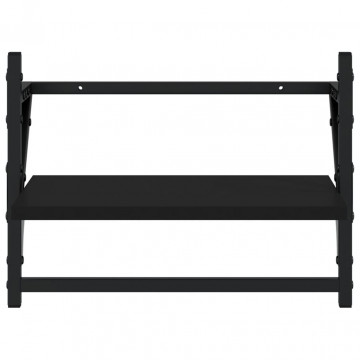 Rafturi de perete cu bare, 2 buc, negru, 40x25x30 cm - Img 8