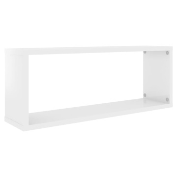 Rafturi de perete cub, 2 buc, alb extralucios, 60x15x23 cm, PAL - Img 4