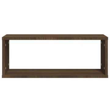 Rafturi de perete cub, 6 buc., stejar maro, 60x15x23 cm, lemn - Img 4