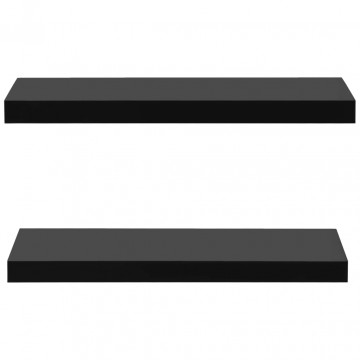 Rafturi de perete suspendate, 2 buc., negru, 60x20x3,8 cm - Img 3