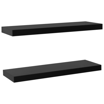 Rafturi de perete suspendate, 2 buc., negru, 80x20x3,8 cm - Img 2