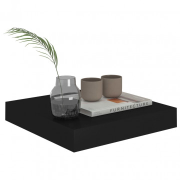 Rafturi de perete suspendate, 4 buc., negru, 23x23,5x3,8 cm MDF - Img 3