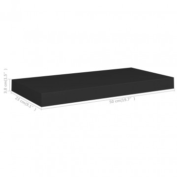 Rafturi de perete suspendate, 4 buc., negru, 50x23x3,8 cm, MDF - Img 7