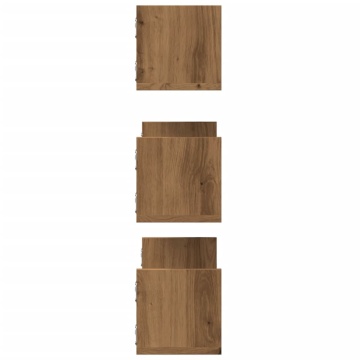 Rafturi perete 3buc. stejar artizanal 58x18x18cm lemn prelucrat - Img 8
