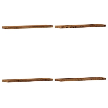 Rafturi perete 4 buc., lemn vechi, 40x20x1,5 cm, lemn prelucrat - Img 2